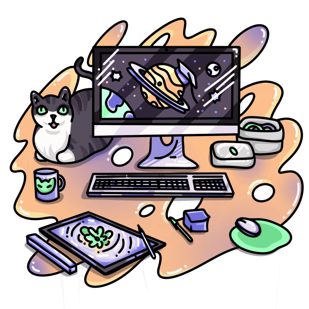 illustration bureau de graphiste et illustrateur